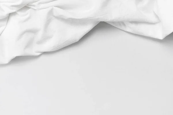 Natural Linen Background White Crumpled Natural Cotton Fabric Light Grey — 图库照片