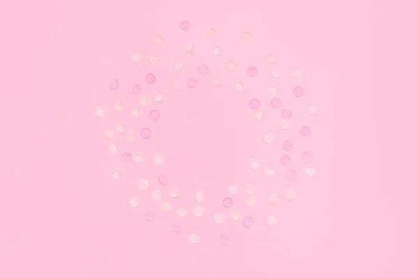 Confete Papel Multicolorido Fundo Rosa Plano Colocar Espaço Cópia Vista — Fotografia de Stock