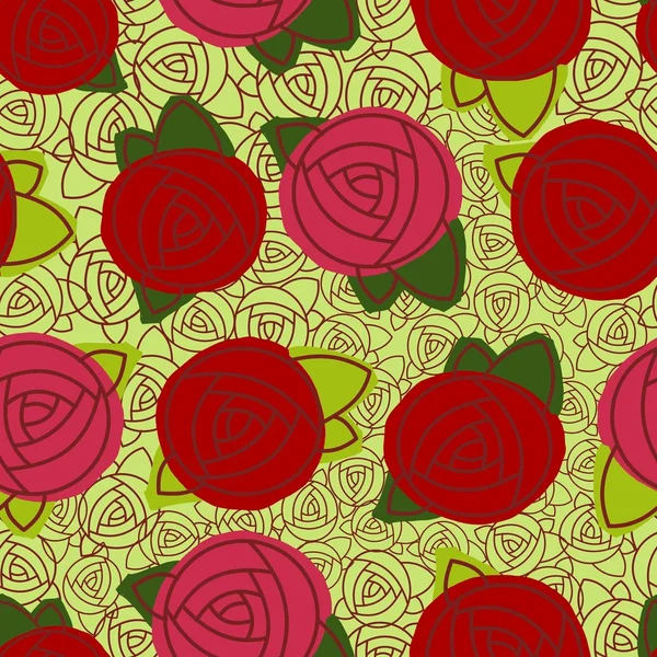 Rosas abstractas patrón sin costura — Vector de stock
