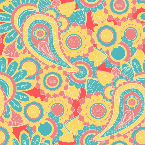 Modèle paisley sans couture. Fond dessiné à la main — Image vectorielle