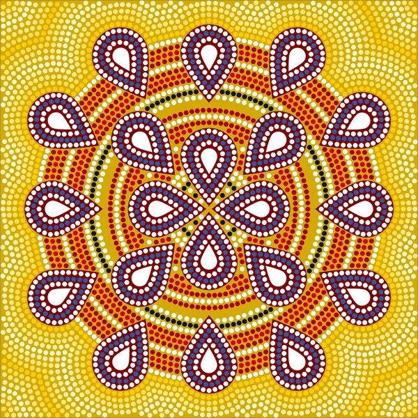 Ilustrace na základě domorodých stylu tečka malby zobrazující květ — Stock fotografie