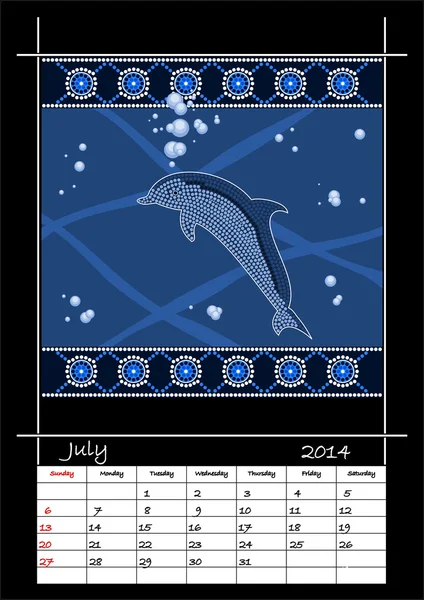 A calender based on aboriginal style of dot painting depicting d