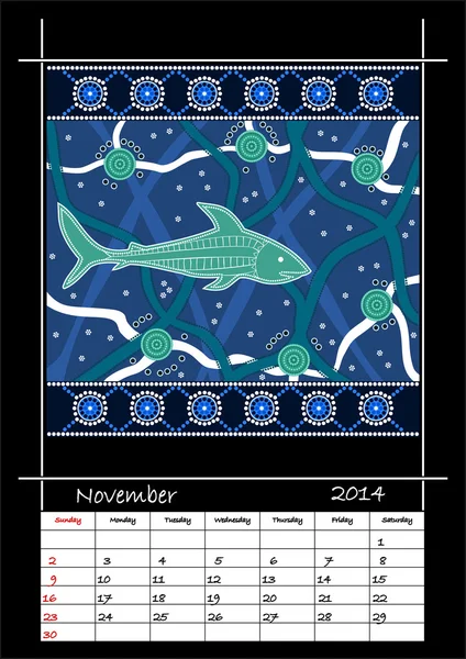 A calender based on aboriginal style of dot painting depicting s