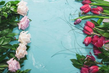 İlkbahar sınır şablonu çiçekli arka plan. Hafif hava narin sanatsal görüntü, serbest alan.