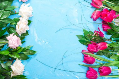 İlkbahar sınır şablonu çiçekli arka plan. Hafif hava narin sanatsal görüntü, serbest alan.