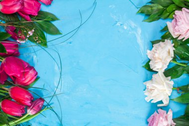 İlkbahar sınır şablonu çiçekli arka plan. Hafif hava narin sanatsal görüntü, serbest alan.