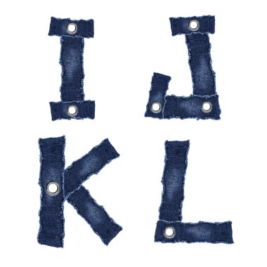 i, j, k, l, - kot kumaştan alfabesi harfleri