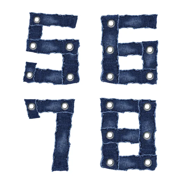 5, 6, 7, 8, - nummer från jeans tyg — ストック写真