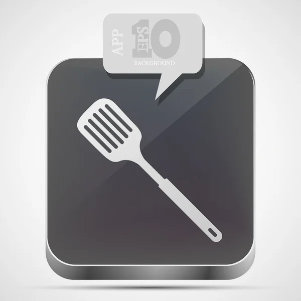 Vector slotted kitchen spoon app icon with gray bubble speech. Eps10 — Stock Vector