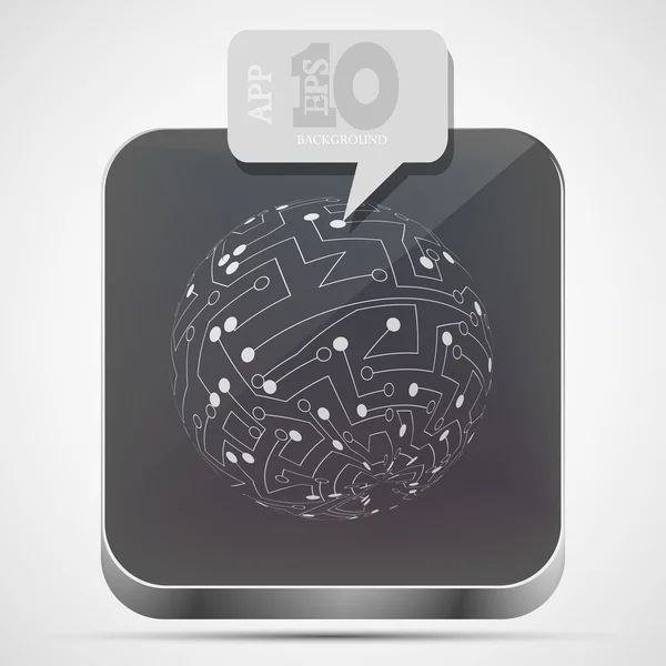 Icono de aplicación de placa de circuito vectorial con voz de burbuja gris. Eps 10 — Vector de stock