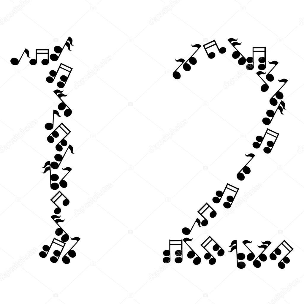 Vector music numbers isolated on white. Eps 10