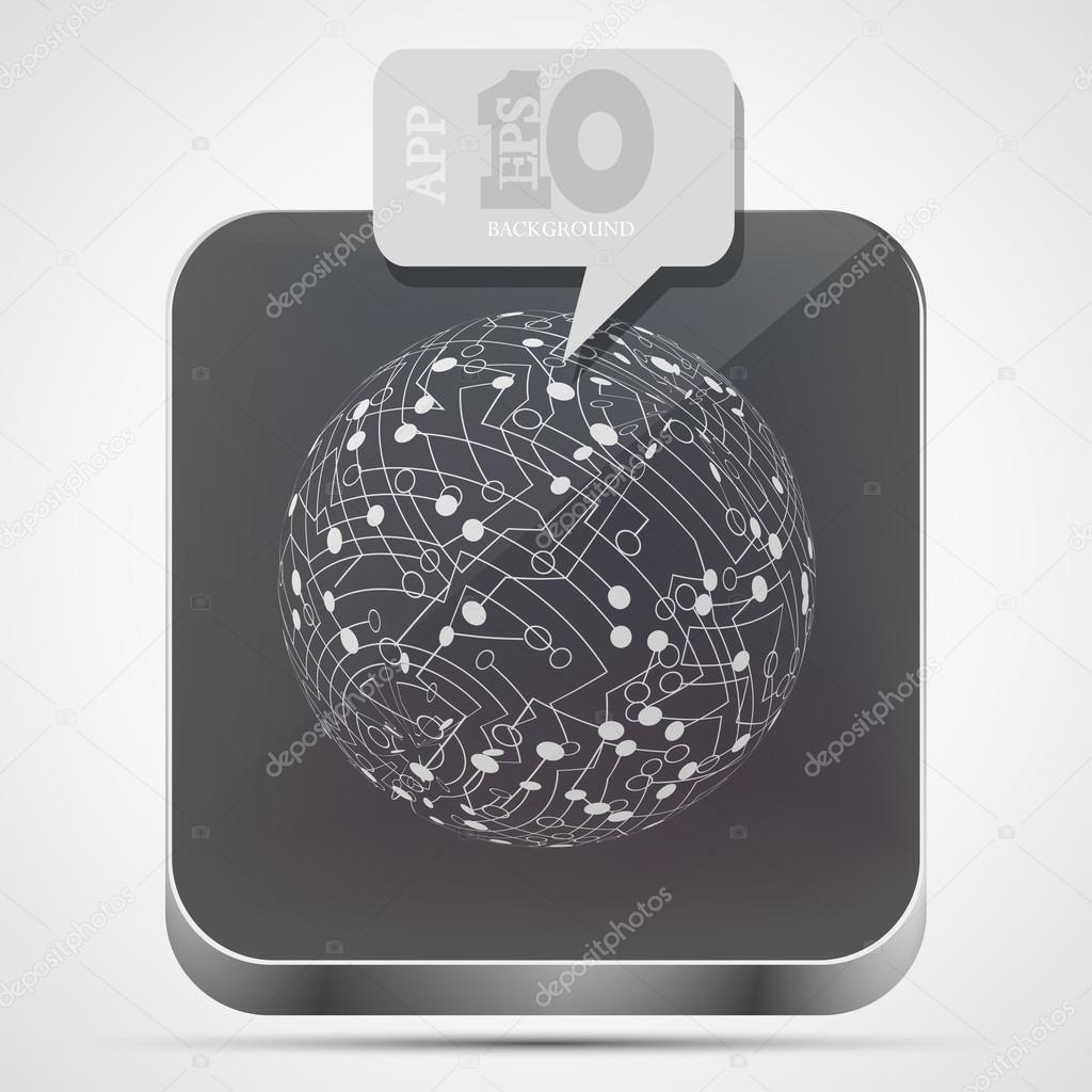 Vector circuit board app icon with gray bubble speech. Eps 10