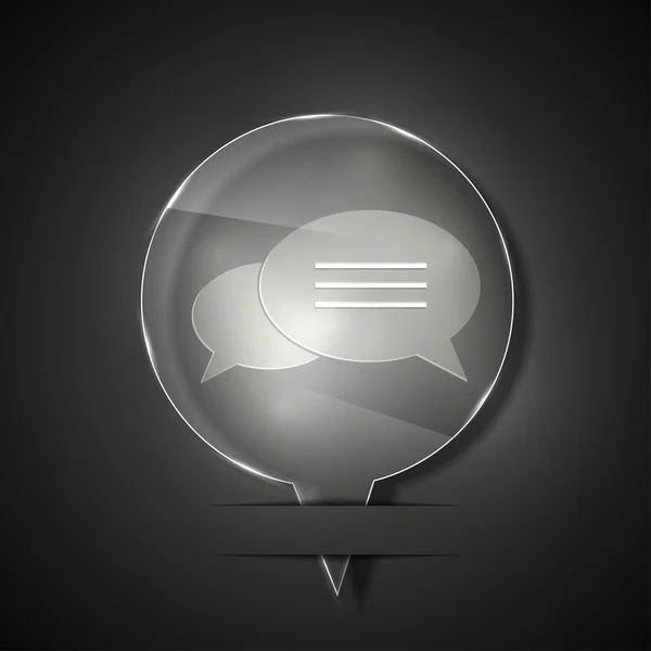 Icono de voz de burbuja de vidrio vectorial sobre fondo gris. Eps 10 — Vector de stock