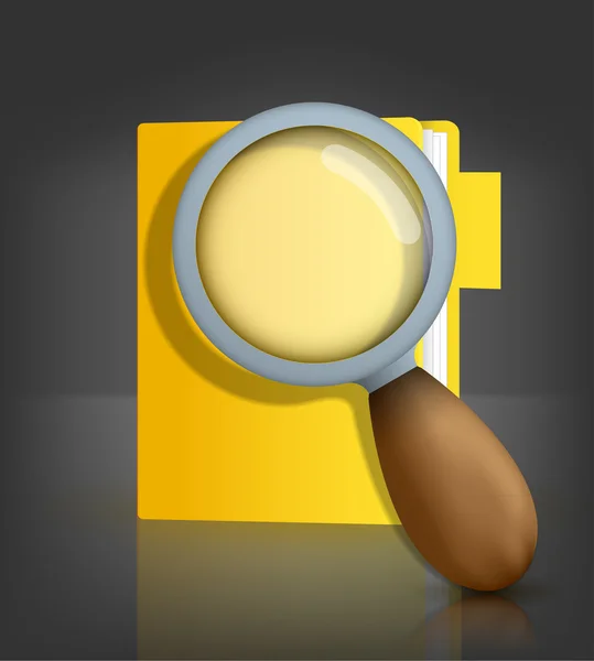 Icône de dossier jaune vectoriel avec loupe sur fond gris. Eps 10 — Image vectorielle