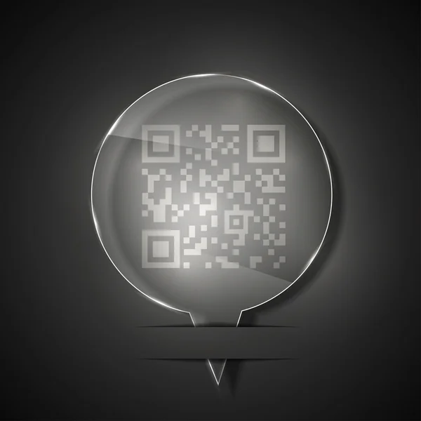 Vector glass qr code icon on gray background. Eps 10 — Stock Vector
