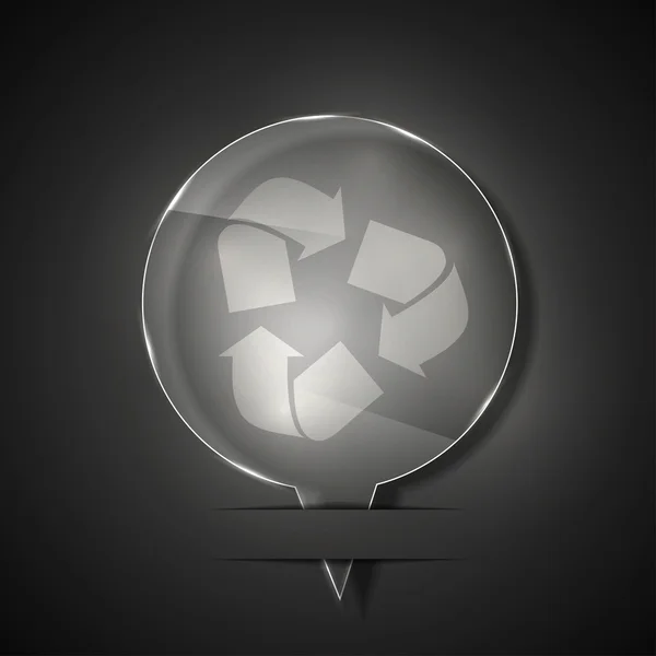 Vector glass recycle icon on gray background. Eps 10 — Stock Vector