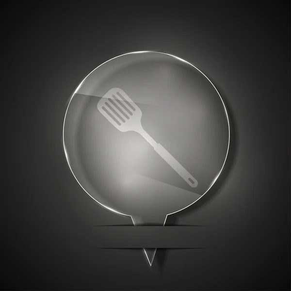 Vector glass slotted kitchen spoon icon on gray background. Eps 10 — Stock Vector