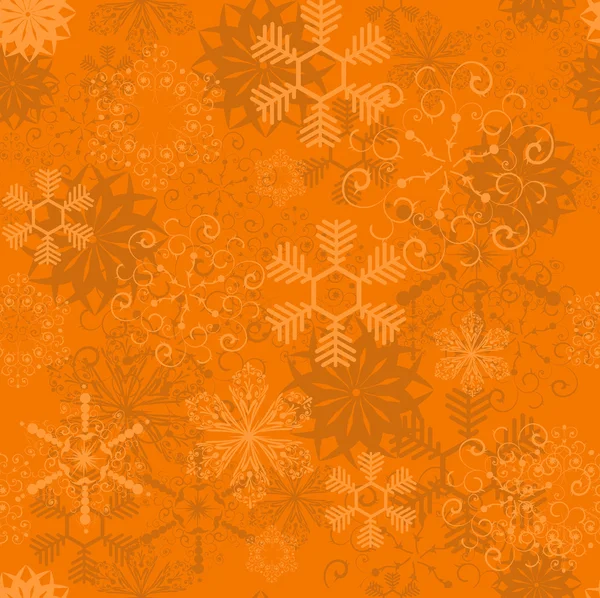 Vector orange seamless snowflake pattern. Eps 10 — Stock Vector