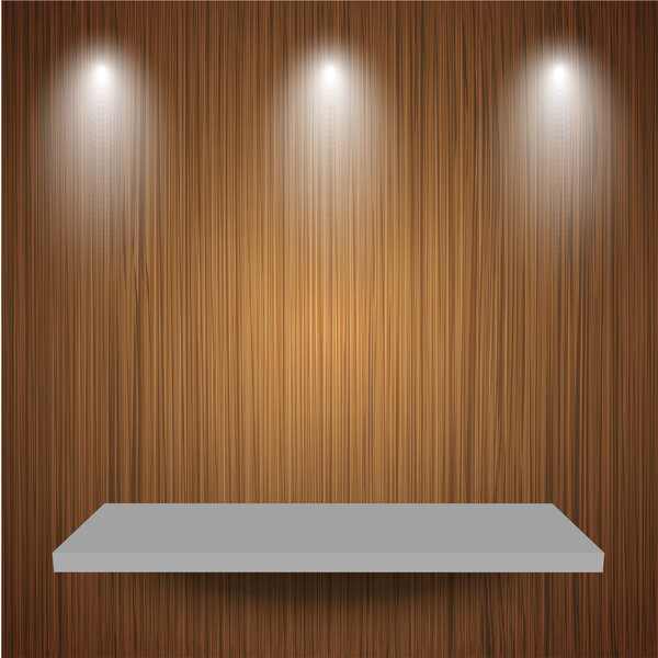 Vector ahelf on wooden background. Eps10