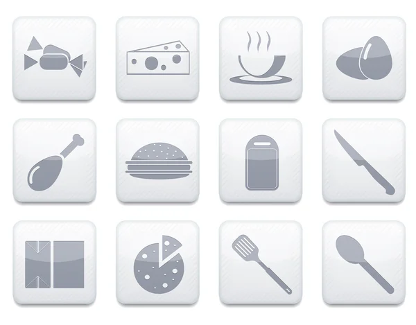 Vector white food app icon set. Eps10 — Stock Vector