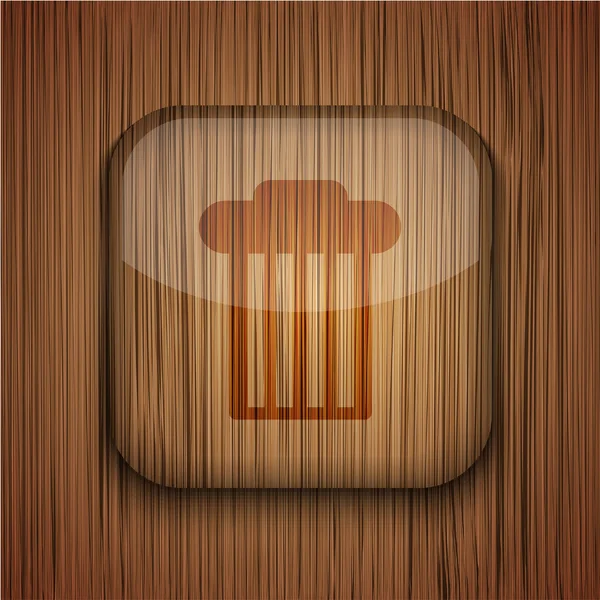 Vector wooden app icon on wooden background. Eps10 — Stock Vector