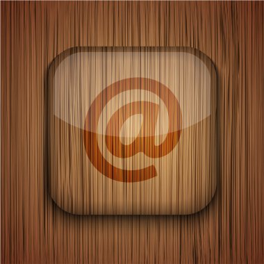 ahşap zemin üzerinde vektör ahşap app simgesi. eps10