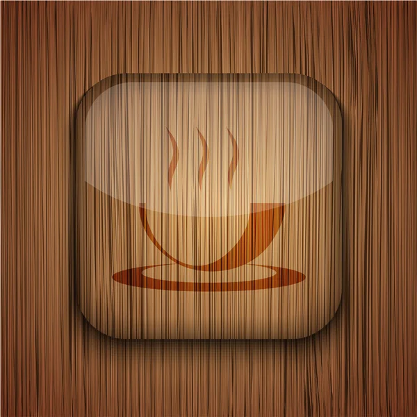 Icona dell'app in legno vettoriale su sfondo in legno. Eps10 — Vettoriale Stock