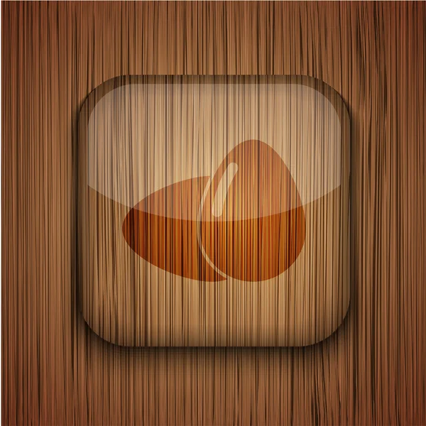 Vector wooden app icon on wooden background. Eps10 — Stock Vector