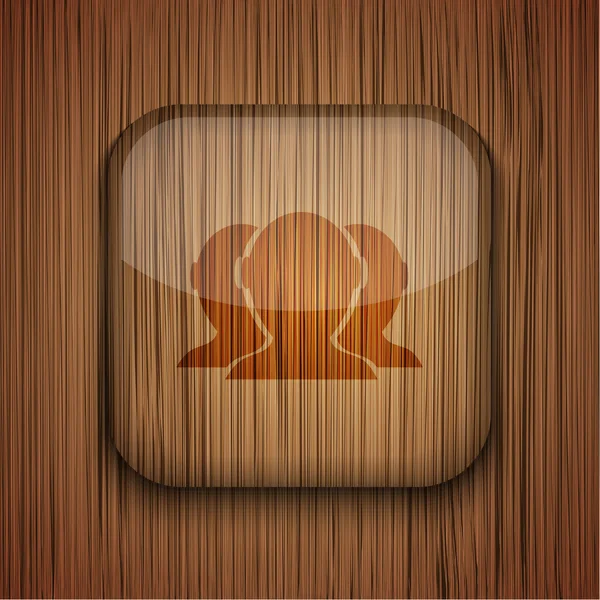 Vector wooden app icon on wooden background. Eps10 — Stock Vector