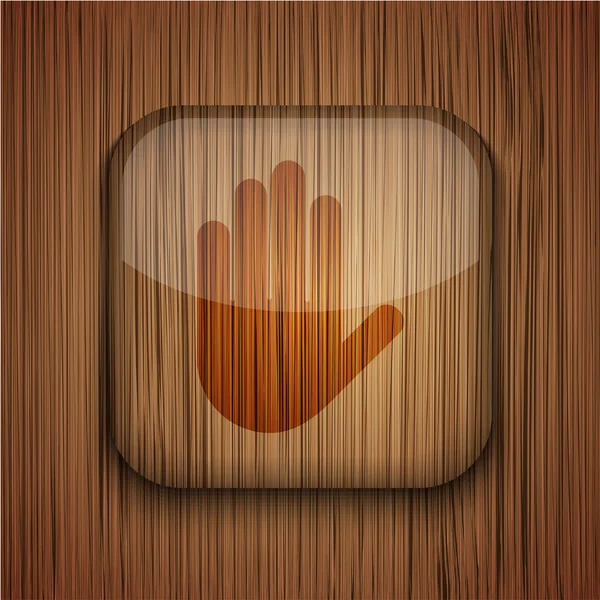 Vector wooden app icon on wooden background. Eps10 — Stock Vector