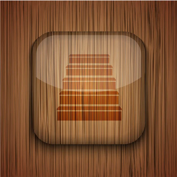 Vector wooden app icon on wooden background. Eps10 — Stock Vector