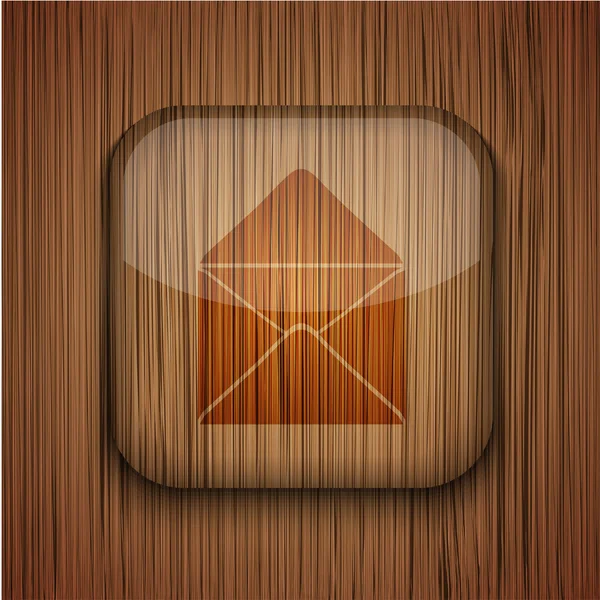 Vector wooden app icon on wooden background. Eps10 — Stock Vector