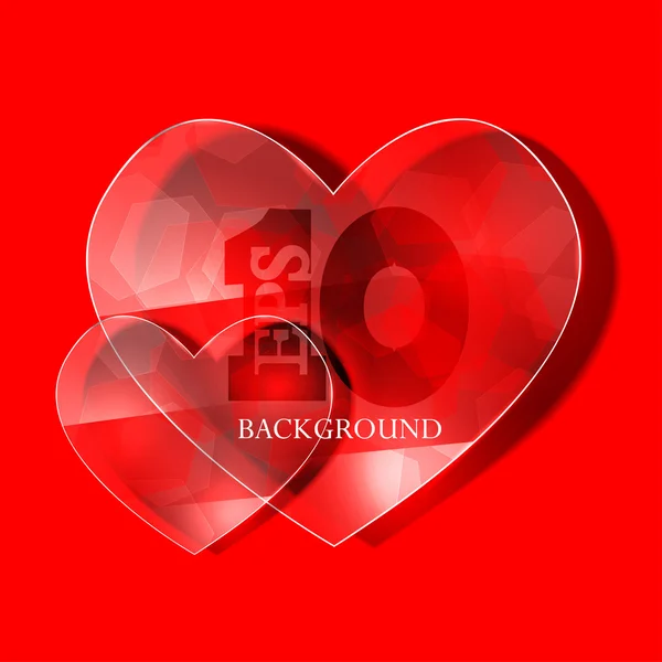 Vector glass heart on red background. Eps10 — Stock Vector