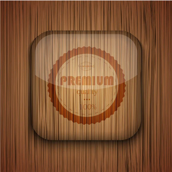 Vetor ícone aplicativo de madeira no fundo de madeira. Eps10 — Vetor de Stock
