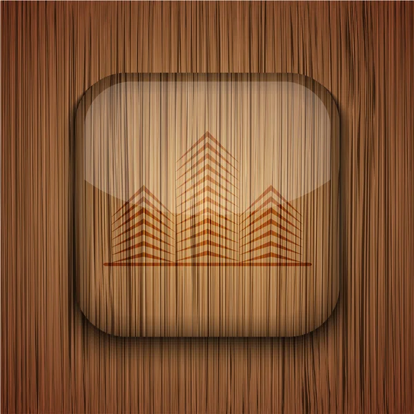 Vector wooden app icon on wooden background. Eps10 — Stock Vector