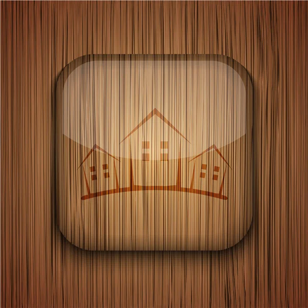 Иконка векторного деревянного приложения на деревянном фоне. Eps10 — стоковый вектор