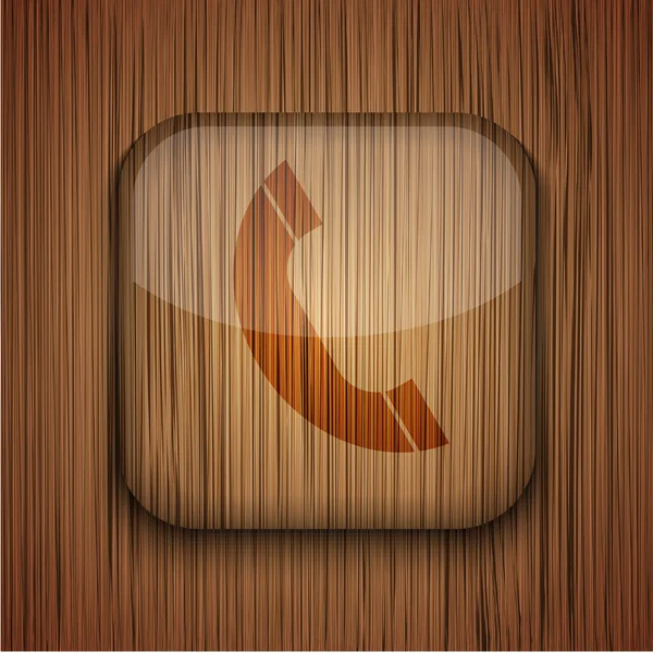 Vector wooden app icon on wooden background. Eps10 — Stock Vector