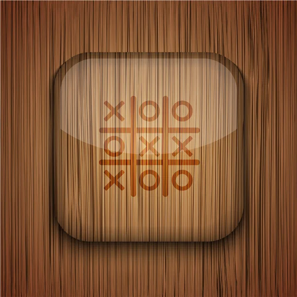 Vector wooden app icon on wooden background. Eps10 — Stock Vector