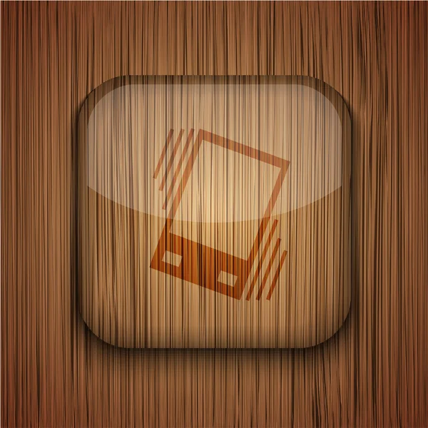 Vector wooden app icon on wooden background. Eps10 — Stock Vector