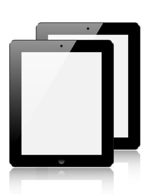 Beyaz arka plan üzerinde izole vektör gerçekçi bilgisayar tablet. eps10