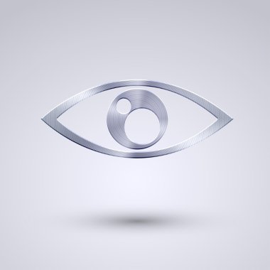 mavi zemin üzerine metal simgesi.