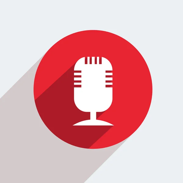 Vector red circle icon of microphone — Stock Vector