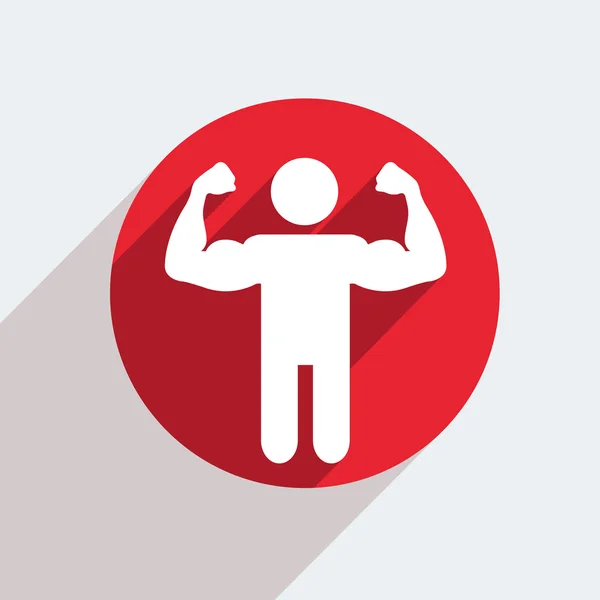 Icône de cercle rouge vectoriel avec homme athlétique — Image vectorielle