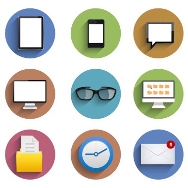 vektör düz teknoloji daire Icon set. eps10
