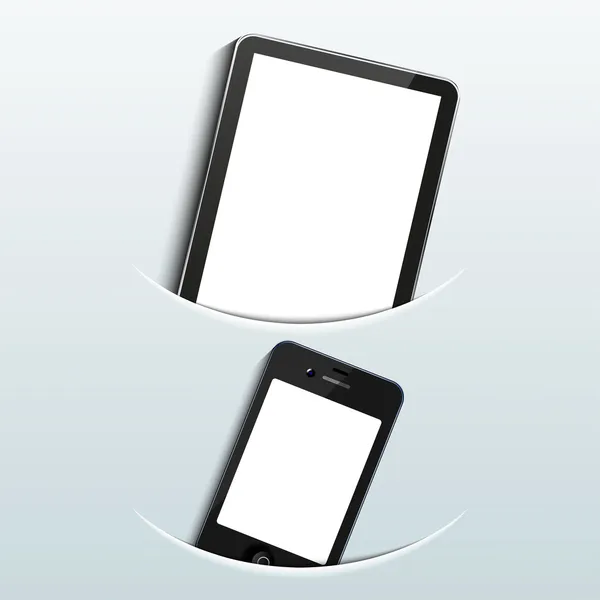 Tablet computer vettoriale con smartphone — Vettoriale Stock