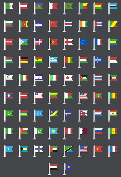 Vector flat modern flags of the world — Stock Vector