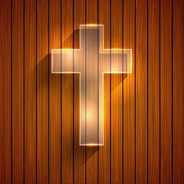 Croix vectorielle sur fond bois. Eps 10 — Image vectorielle