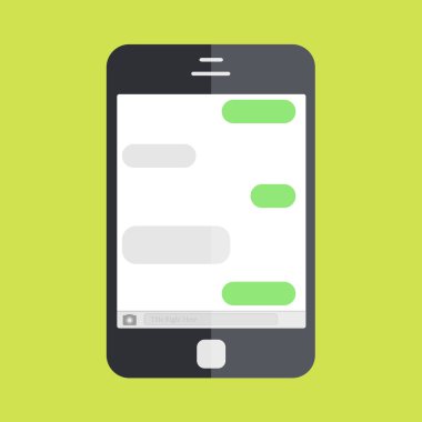vektör yeşil zemin üzerinde mesaj ile smartphone