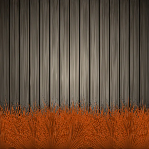 Vector creative grass on wooden background — Stock Vector