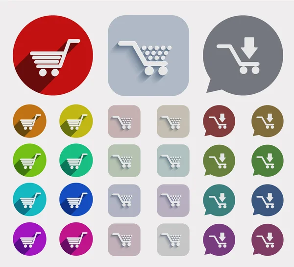 Conjunto de iconos de compras planas vectoriales . — Vector de stock